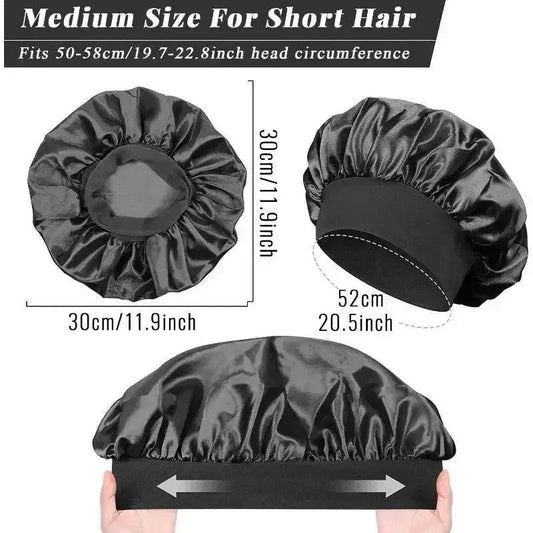 1pcs Soft Silk Satin Lined Bonnet Large Satin Hair Bonnet Household Sleep Shower Cap Hair Wrap Cover for Long Hair Salon Tool - Womans Fashion