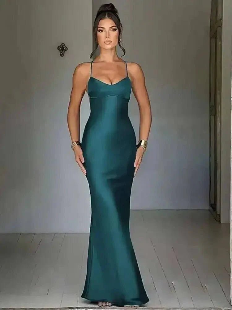 Avrilyaan Satin Backless Slim Sexy Dress Women 2024 Bodycon Long Summer Dress Mermaid Elegant NightClub Party Dresses Vestidos - Womans Fashion