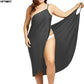 2022 5XL Summer Ladies Halter Dress Solid Color Sexy Suspenders Cross Sleeveless Ladies Clothes Beach Skirt Female Clothing Tops - Womans Fashion