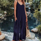 Navy blue ribbed wide-leg jumpsuit for women, perfect for summer fashion and beach outings