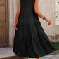Black sleeveless tiered maxi dress for women, perfect for summer fashion and casual elegance.