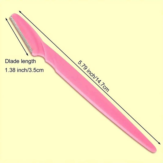Pink eyebrow razor for women's facial hair removal, 5.79 inch beauty tool with 1.38 inch blade