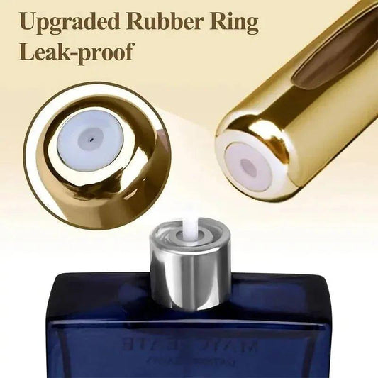 Luxury perfume bottle with leak-proof gold cap and upgraded rubber ring for women's fashion