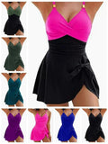 8 Colors Cute Women Swimdress Tummy Control Sexy One Piece Slim & Comfortable Ruched & Cross Swimwear Elastic Beachwear 2025 New - Womans Fashion