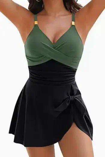 8 Colors Cute Women Swimdress Tummy Control Sexy One Piece Slim & Comfortable Ruched & Cross Swimwear Elastic Beachwear 2025 New - Womans Fashion