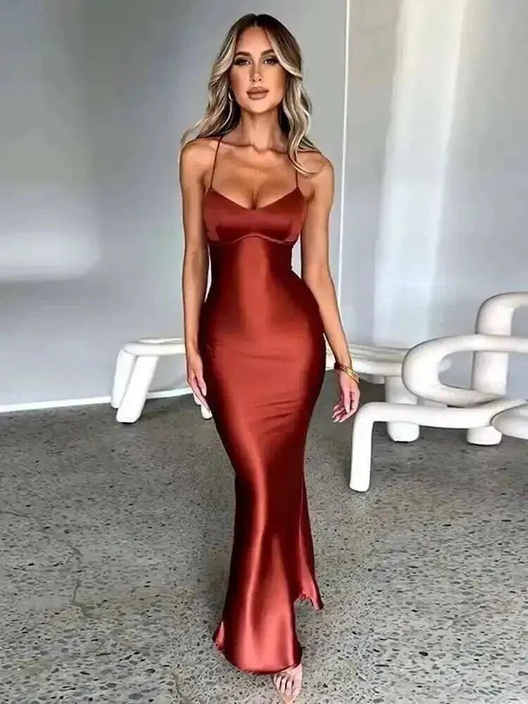Avrilyaan Satin Backless Slim Sexy Dress Women 2024 Bodycon Long Summer Dress Mermaid Elegant NightClub Party Dresses Vestidos - Womans Fashion