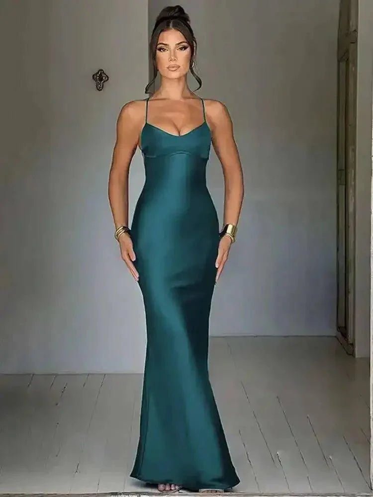 Avrilyaan Satin Backless Slim Sexy Dress Women 2024 Bodycon Long Summer Dress Mermaid Elegant NightClub Party Dresses Vestidos - Womans Fashion