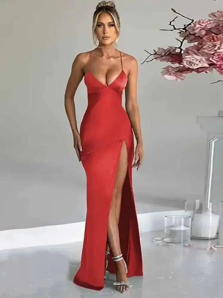 Avrilyaan Satin Backless Slim Sexy Dress Women 2024 Bodycon Long Summer Dress Mermaid Elegant NightClub Party Dresses Vestidos - Womans Fashion