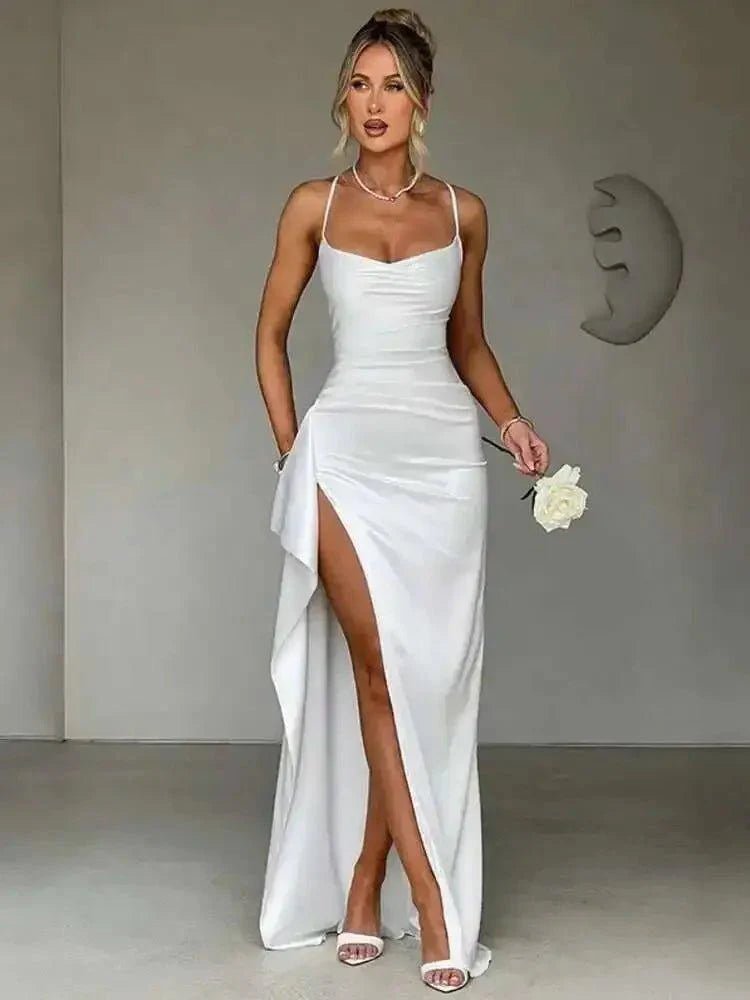 Avrilyaan Satin Backless Slim Sexy Dress Women 2024 Bodycon Long Summer Dress Mermaid Elegant NightClub Party Dresses Vestidos - Womans Fashion