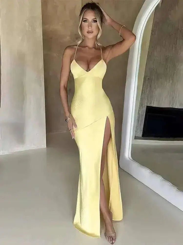 Avrilyaan Satin Backless Slim Sexy Dress Women 2024 Bodycon Long Summer Dress Mermaid Elegant NightClub Party Dresses Vestidos - Womans Fashion