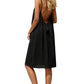 Black backless sundress with thin straps and tie detail, women's fashion