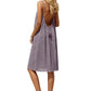 Purple backless women's dress with thin straps and tie detail, perfect for summer fashion