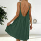 Green backless women's dress with tie detail, summer fashion style