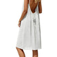 White backless women's dress with thin straps and drawstring waist, casual summer fashion