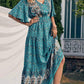 Elegant Casual Long Dress Boho Print Design Short Sleeve V Neck Summer Dress For Women 2024 Fashion - Womans Fashion