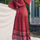 Elegant Casual Long Dress Boho Print Design Short Sleeve V Neck Summer Dress For Women 2024 Fashion - Womans Fashion