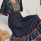Elegant Casual Long Dress Boho Print Design Short Sleeve V Neck Summer Dress For Women 2024 Fashion - Womans Fashion