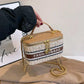 Stylish women's fashion handbag with gold chain strap and 'FASHION&BAG' print, perfect for trendy outfits