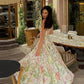 Elegant Printed Flower Women's Dress Contrast Sleeveless Halter Waist - Closed A - Line Lady Dresses Summer Fashion Vacation Robe - Womans Fashion