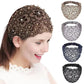 Elegant lace headband with floral embroidery and pearl accents, perfect for women’s fashion