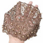 Elegant lace applique with pearls and rhinestones for women's fashion sewing projects