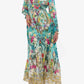 Floral print maxi dress with V-neck, long sleeves, and boho chic design for women's fashion