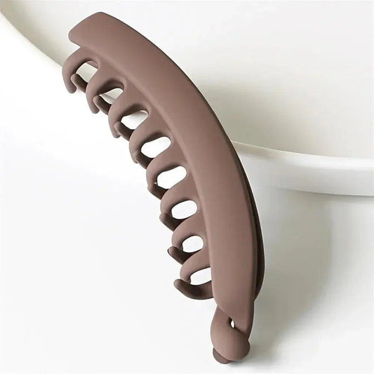 Brown matte hair claw clip for women, stylish hair accessory