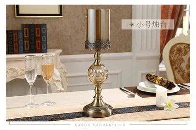 Elegant brass candlestick holder with crystal accents for luxury home decor and romantic dining settings