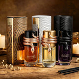 Luxury snake-design perfume bottles with elegant packaging, perfect for women's fashion and beauty collections