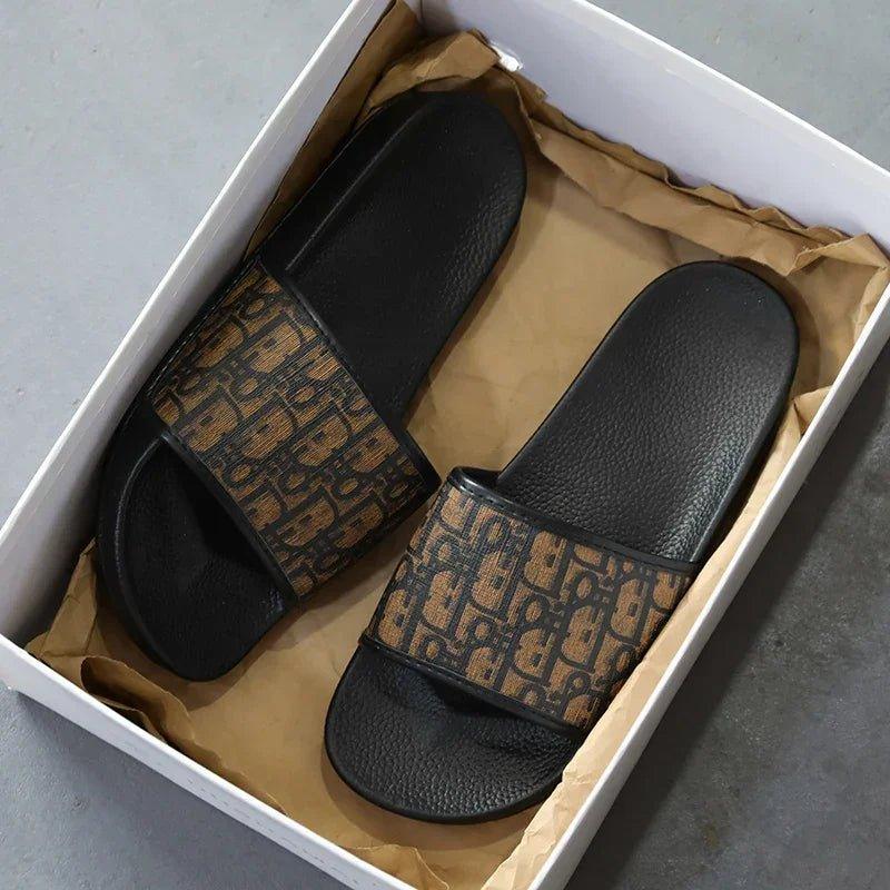 Men's Home Slippers Lightweight Summer New Style Flat and Worn Casual Retro Patterned Anti - slip Quick - drying Sandals - Womans Fashion