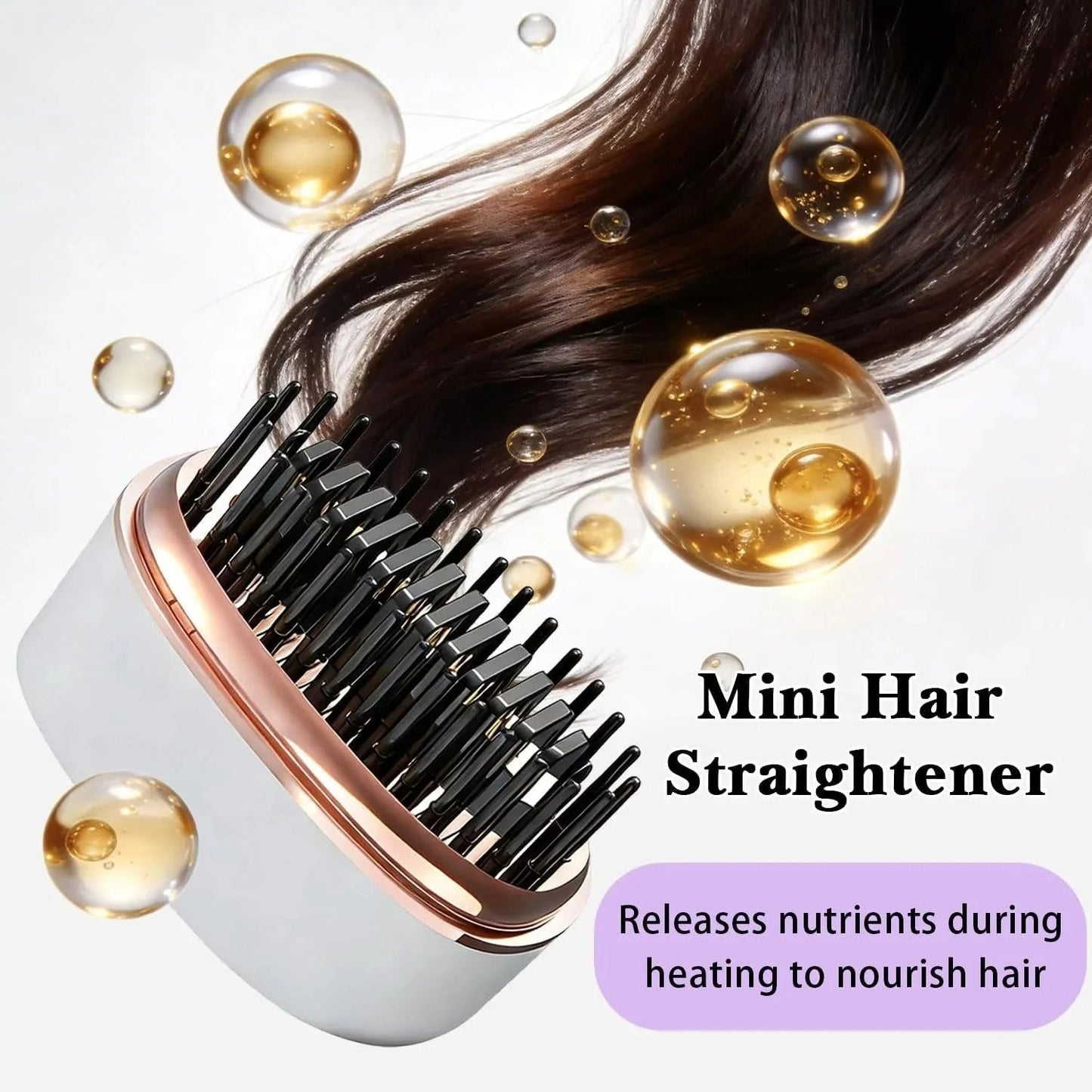 Mini Cordless Hair Straightener Brush Rechargeable Portable Hot Comb Rapid Heat 3 Temp Control Travel Styling Tools USB Charging - Womans Fashion