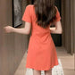 Peter Pan Collar Pullover Solid Color Short Sleeve Women's Clothing Summer Head Up Button Casual Sports Vacation Sweet Dresses - Womans Fashion