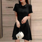 Peter Pan Collar Pullover Solid Color Short Sleeve Women's Clothing Summer Head Up Button Casual Sports Vacation Sweet Dresses - Womans Fashion