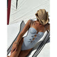 Print Deep V Neck One Piece Swimsuit Women Swimwear Bodysuit Monokini High Leg Swim Suit Bathing Suit Beachwear - Womans Fashion