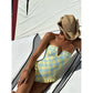 Print Deep V Neck One Piece Swimsuit Women Swimwear Bodysuit Monokini High Leg Swim Suit Bathing Suit Beachwear - Womans Fashion