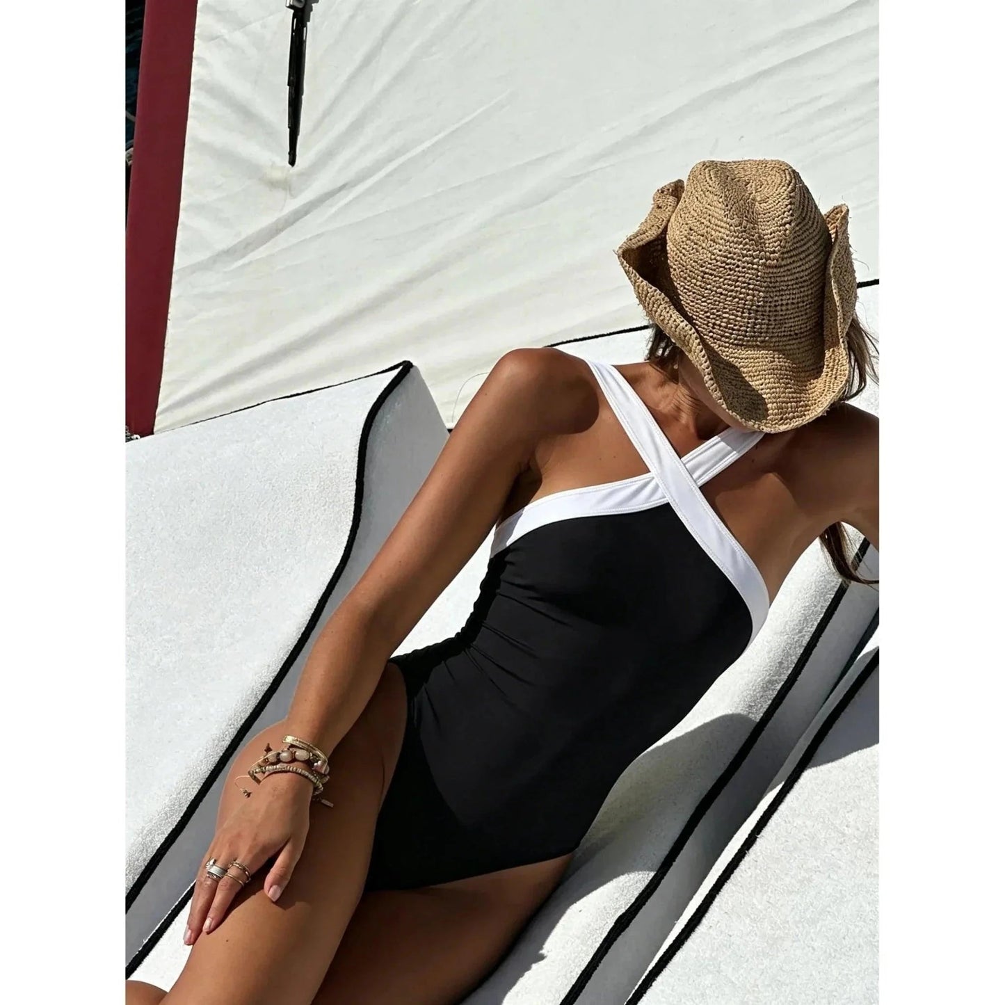 Print Deep V Neck One Piece Swimsuit Women Swimwear Bodysuit Monokini High Leg Swim Suit Bathing Suit Beachwear - Womans Fashion