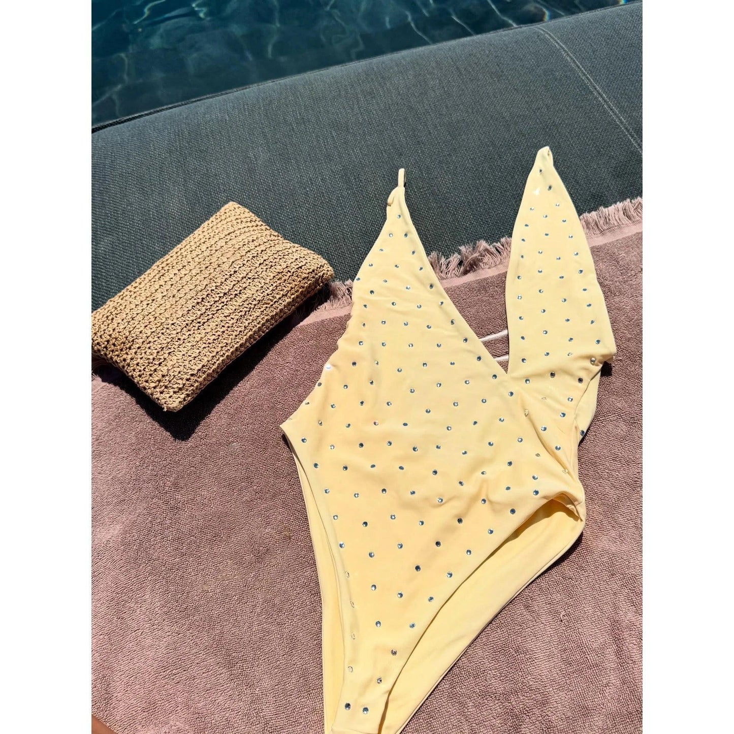 Rhinestones Swimsuit Bikini Swimwear Swimsuit Women Separates Swimwear Two Piece Side Straps Swimsuit Bathing Suit - Womans Fashion