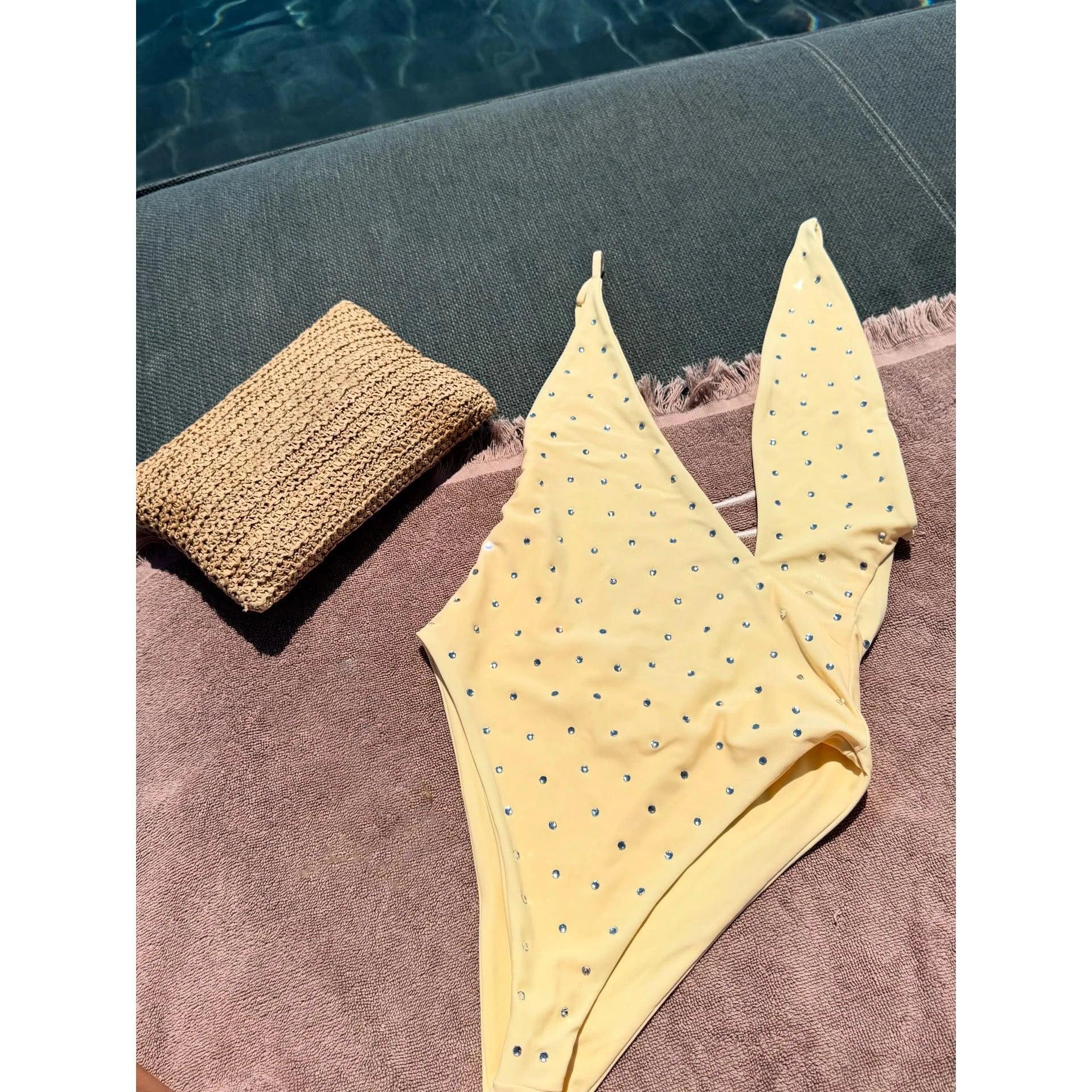 Rhinestones Swimsuit Bikini Swimwear Swimsuit Women Separates Swimwear Two Piece Side Straps Swimsuit Bathing Suit - Womans Fashion