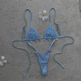 Rhinestones Swimsuit Bikini Swimwear Swimsuit Women Separates Swimwear Two Piece Side Straps Swimsuit Bathing Suit - Womans Fashion