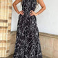 Summer European and American women's wear with elegant waist - cinching sash - tie sleeveless off - shoulder long pants printed jumps - Womans Fashion