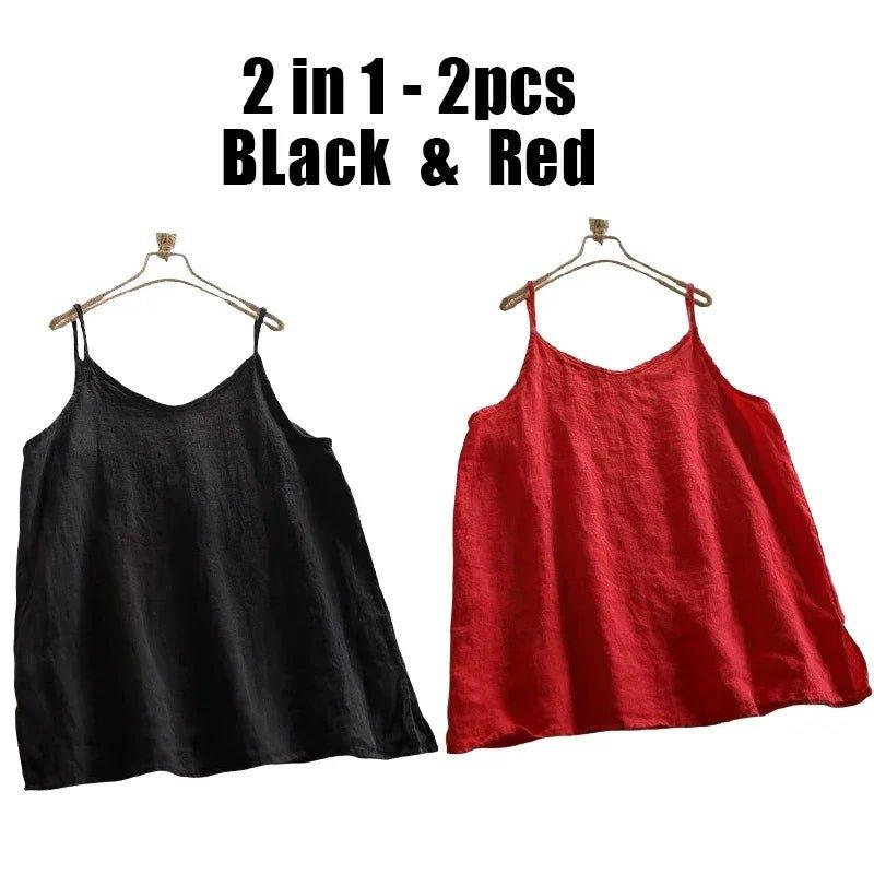 Summer Simple All - match Top Loose Thin Camisole Solid V - neck Vest Women Clothing Sleeveless Casual Highstreet Holiday T-shirt - Womans Fashion