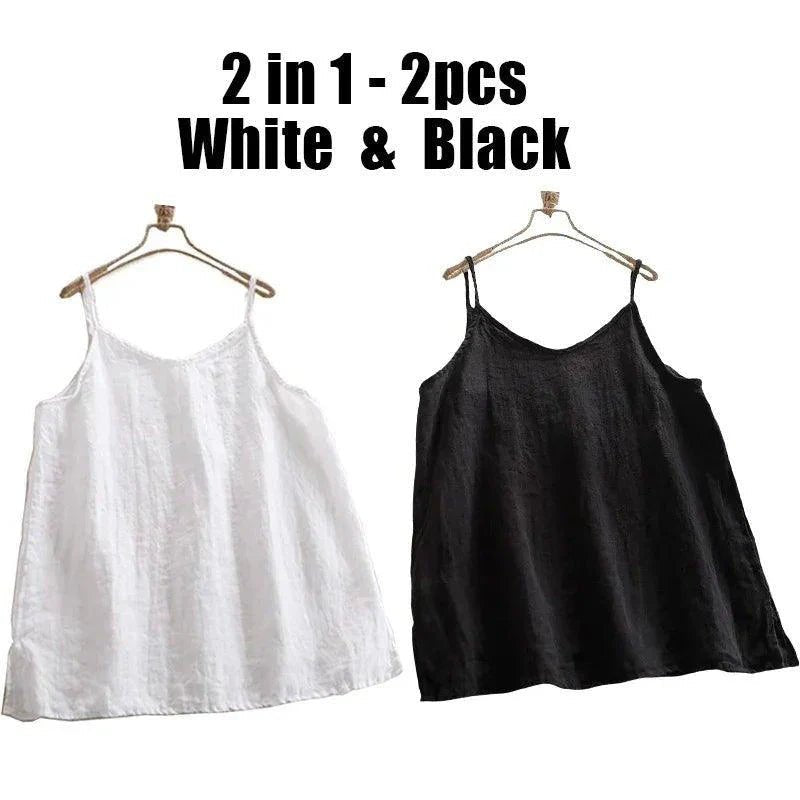 Summer Simple All - match Top Loose Thin Camisole Solid V - neck Vest Women Clothing Sleeveless Casual Highstreet Holiday T-shirt - Womans Fashion