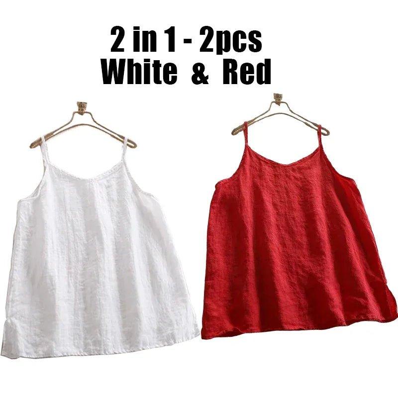 Summer Simple All - match Top Loose Thin Camisole Solid V - neck Vest Women Clothing Sleeveless Casual Highstreet Holiday T-shirt - Womans Fashion