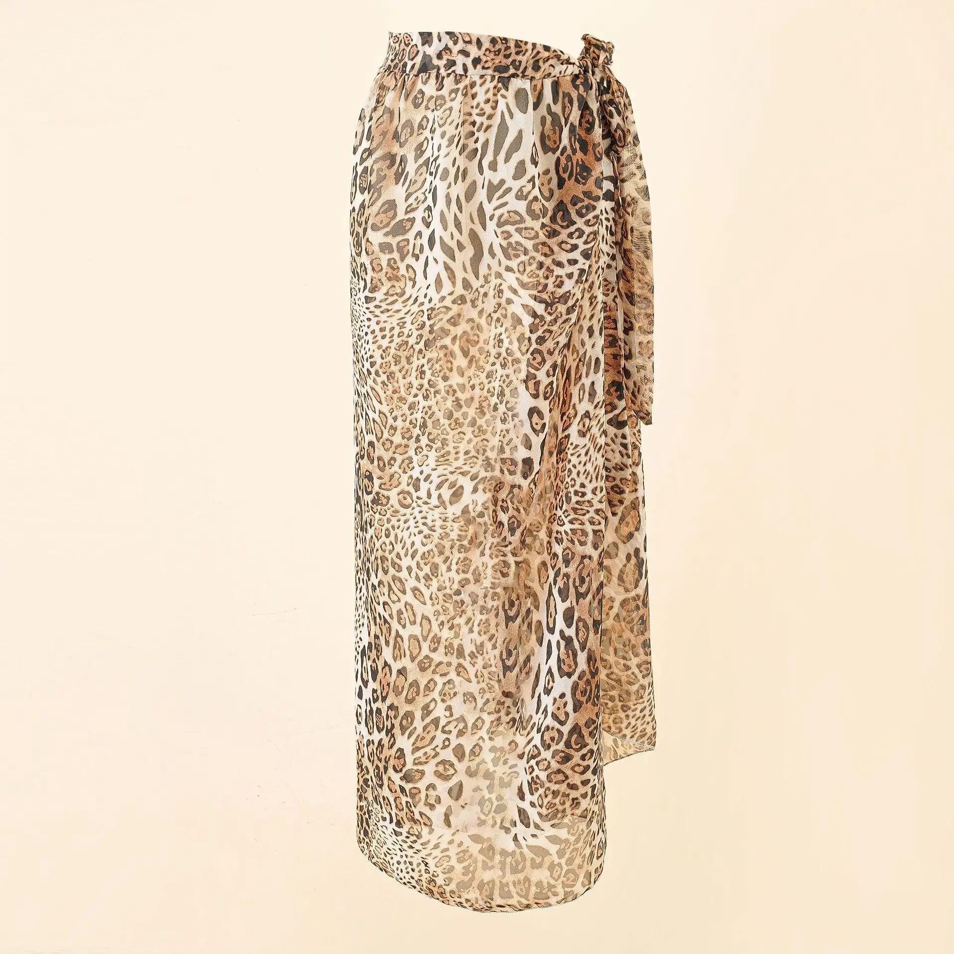 Leopard print wrap skirt for women, stylish fashion skirt with tie waist detail