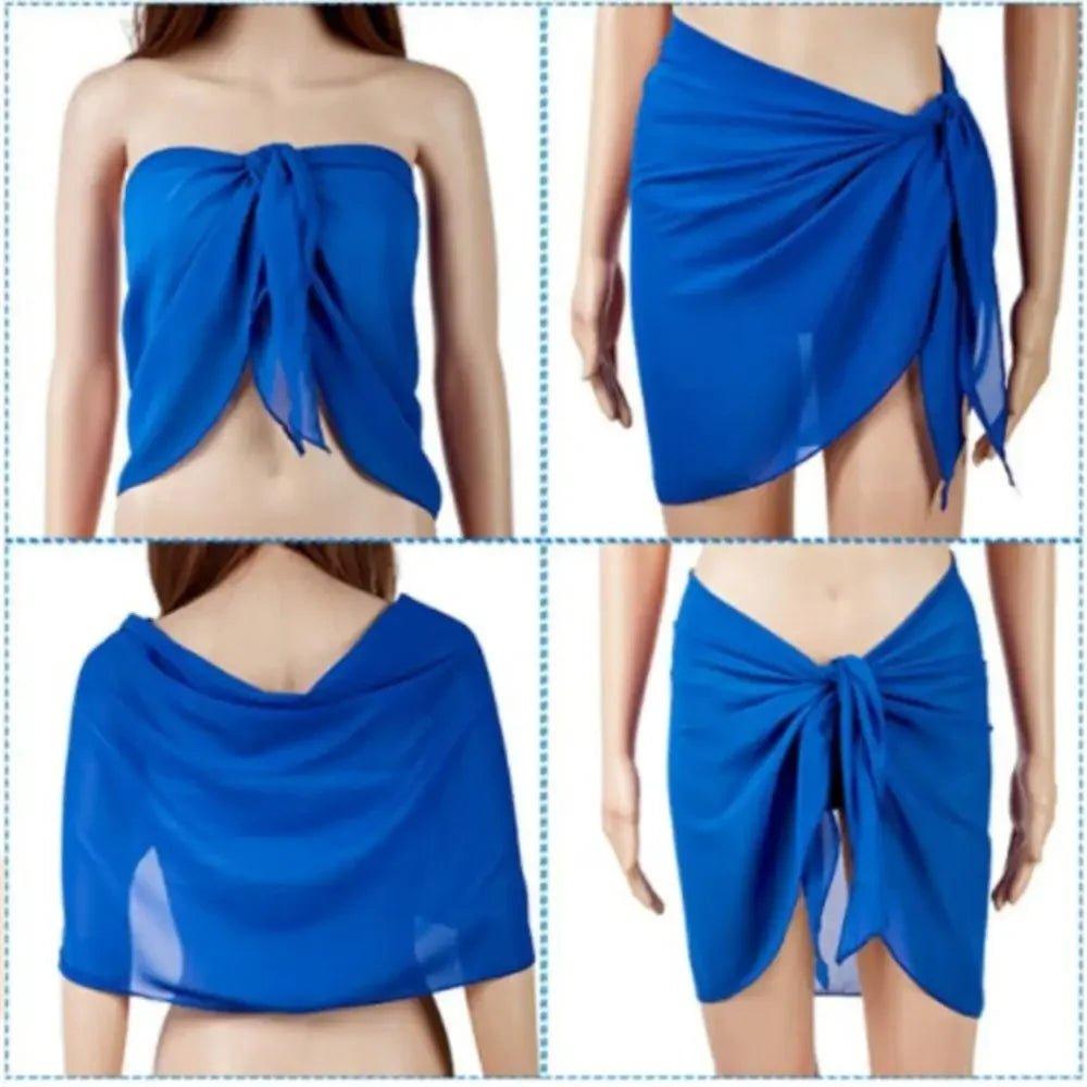 Royal blue convertible sarong wrap for beach, swimwear cover-up, versatile fashion accessory