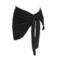Black polka dot wrap top with front tie, women's fashion blouse