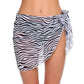 Zebra print wrap skirt for women, stylish beach cover-up with side tie detail