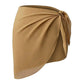 Tan satin wrap skirt with front knot detail, women's fashion