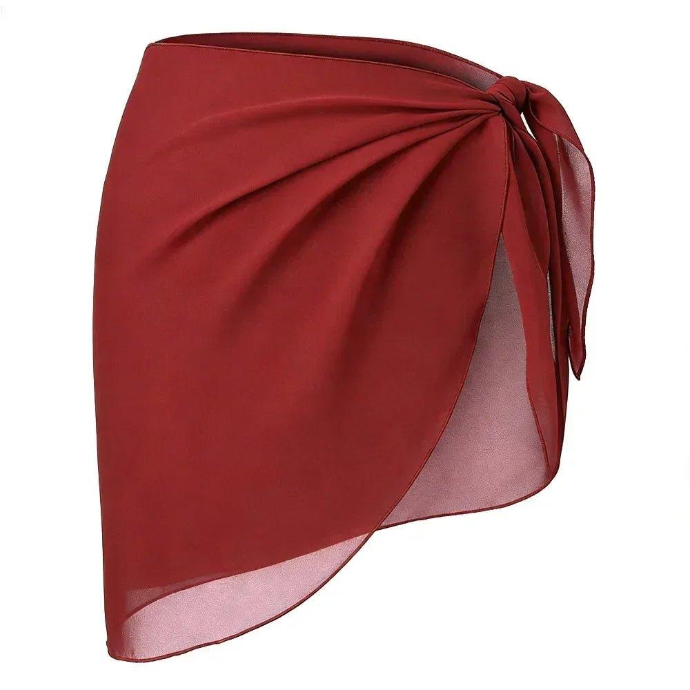 Red wrap skirt with side tie, women's fashion, elegant flowy design