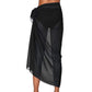Black sheer wrap skirt with side tie, women's fashion beach cover-up